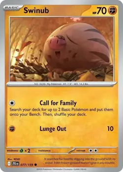 Swinub - 077/159 - Common - Reverse Holo NM, English Pokemon Journey Together - Image 1