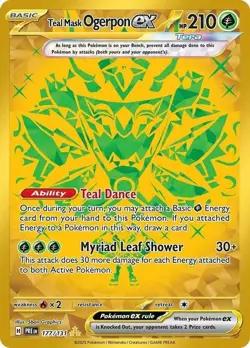 Teal Mask Ogerpon ex - 177/131 - Hyper Rare NM, English Pokemon Prismatic Evolut - Image 1