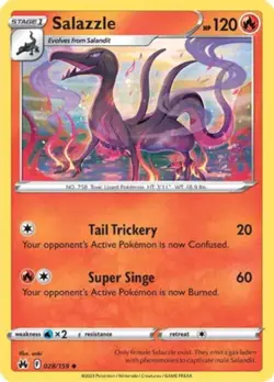 Salazzle - 028/159 - Uncommon - Reverse Holo NM, English Pokemon Crown Zenith - Image 1