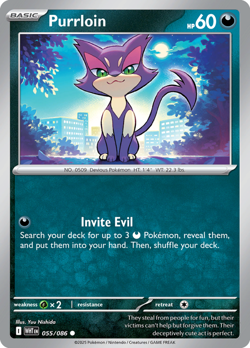 Purrloin - 055/086 - Common - Reverse Holo NM, English Pokemon White Flare - Image 1