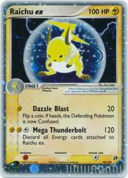 Raichu-EX - 98/100 - Holo Rare EX PL/MP, English Pokemon EX Sandstorm 412897559439 - Image 1