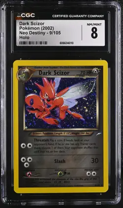 CGC 8 Dark Scizor 2002 Neo Destiny 9/105 Holo Pokemon Card - Image 1