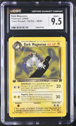 CGC 9.5 MINT+ Dark Magneton 2000 Team Rocket 1st Edition 28/82 Pokemon Card - Image 1