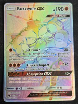 Pokemon TCG Buzzwole GX Holo Secret Rare Card Crimson Invasion 115/111 - Image 1