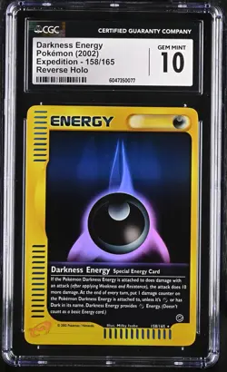 CGC 10 GEM MINT Darkness Energy Expedition 158/165 Reverse Holo Pokemon Card - Image 1