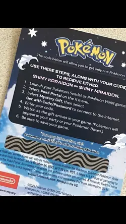 Shiny Koraidon & Shiny Moraidon GameStop Pokemon Code Card UNSCRATCHED Unused - Image 2