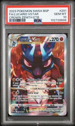 2023 POKEMON SWSH BLACK STAR PROMO #291 FULL ART/LUCARIO VSTAR PSA 10 - Image 1