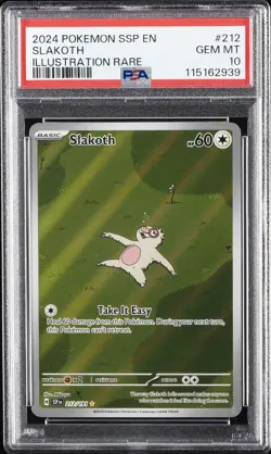 2024 POKEMON SSP EN-SURGING SPARKS ILLUSTRATION RARE #212 SLAKOTH PSA 10 - Image 1