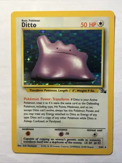 1999 Pokemon TCG Ditto 3/62 Holo Rare Fossil Set WOTC - Vintage Card LP - Image 1