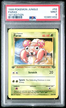 1999 POKEMON JUNGLE 1ST EDITION #59 PARAS PSA 9 - Image 1