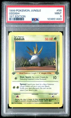 1999 POKEMON JUNGLE 1ST EDITION #58 ODDISH PSA 9 - Image 1