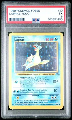1999 POKEMON FOSSIL #10 LAPRAS-HOLO PSA 5 - Image 1