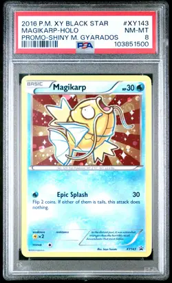 2016 POKEMON XY BLACK STAR PROMO SHINY MEGA GYARADOS #XY143 MAGIKARP-HOLO PSA 8 - Image 1