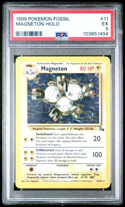 1999 POKEMON FOSSIL #11 MAGNETON-HOLO PSA 5 - Image 1