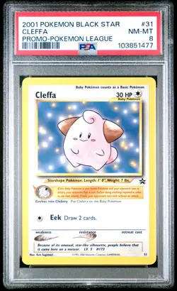2001 POKEMON PROMO BLACK STAR POKEMON LEAGUE #31 CLEFFA PSA 8 - Image 1