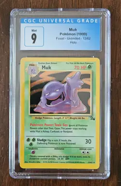 1999 Pokemon Muk 13/62 Fossil Unlimited Holo CGC 9 Mint (Case is Crack Free) - Image 1