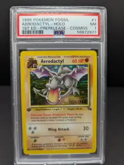 Pokemon TCG Aerodactyl 1/62 Fossil Holo Prerelease 1st Edition PSA 7 - Image 1