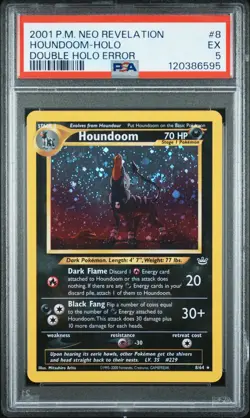 2001 POKEMON NEO REVELATION DOUBLE HOLO ERROR #8 HOUNDOOM-HOLO PSA 5 Tail Swirl - Image 1