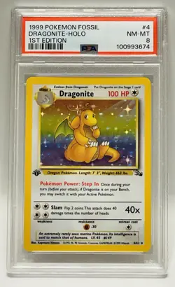 Dragonite *PSA 8* 1999 Pokemon Fossil Holo 1st Edition #4 - Image 2