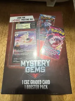 Pokemon Mystery Gems 1 CGC Graded Card & 1 Booster Pack 2025! New Sealed Box! - Image 1
