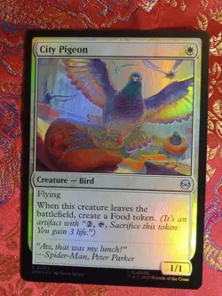 FOIL City Pigeon Marvel's Spiderman Magic The Gathering MTG card white bird - Image 1