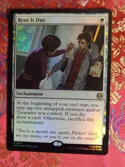 FOIL Rent is Due Marvel's Spiderman Magic The Gathering MTG rare enchantment - Image 1