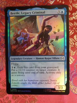 FOIL Beetle, Legacy Criminal Marvel's Spiderman Magic The Gathering MTG card - Image 1