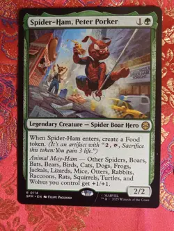 Spider-Ham, Peter Porker Marvel's Spiderman Magic The Gathering MTG rare card - Image 1