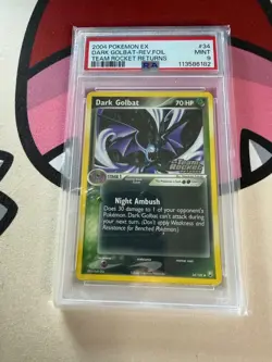 PSA 9 HOLO Reverse Dark Golbat 34 Stamped Team Rocket Returns Pokemon Slab - Image 1