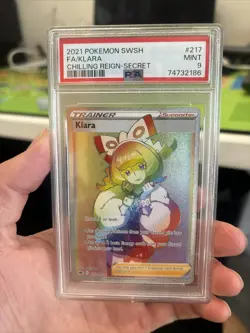 2021 Pokemon Chilling Reign Klara Full Art FA Secret Rainbow Rare 217/198 PSA 9 - Image 1