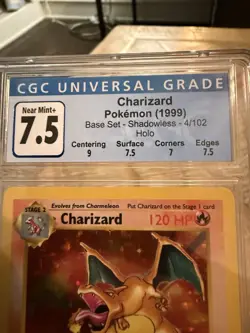 Pokemon Charizard Holo 1999 Shadowless 4/102 Base Set CGC 7.5 - Image 3
