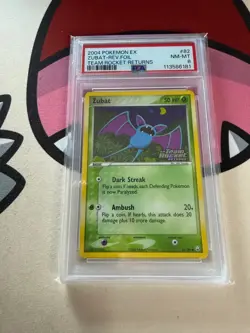 PSA 8 HOLO Reverse Zubat 82 Stamped Team Rocket Returns Vintage Pokemon Slab - Image 1