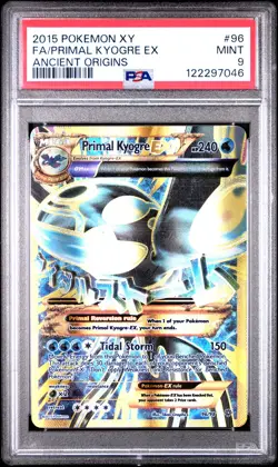 2015 POKEMON XY ANCIENT ORIGINS #96 FULL ART/PRIMAL KYOGRE EX PSA 9 - Image 1