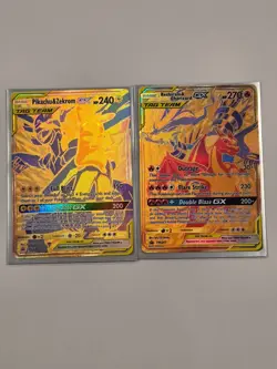 Pokemon Reshiram & Charizard / Pikachu & Zekrom GX Tag Team Gold Promo Card Set - Image 1