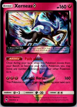 Pokemon TCG SM Lost Thunder 144/214 Xerneas Prism Star Rare Card LP- - Image 1