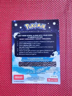 POKEMON SCARLET / VIOLET -SHINY MIRAIDON OR SHINY KORAIDON CODE CARD UNSCRATCHED - Image 1