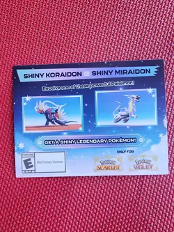 POKEMON SCARLET / VIOLET -SHINY MIRAIDON OR SHINY KORAIDON CODE CARD UNSCRATCHED - Image 2