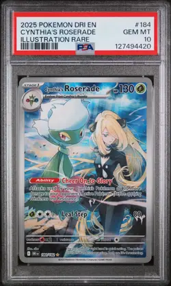 Pokemon TCG 2025 Destined Rivals Cynthia's Roserade Card #184/182 PSA 10 - Image 1