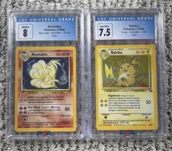 Ninetales, Raichu Lot of 2 Base Set Fossil WOTC Holo Near Mint Pokemon TCG CGC - Image 1