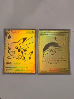 Pokemon Celebrations Pikachu V & PokeBall Gold Promos SWSH145 SWSH146 - Image 1