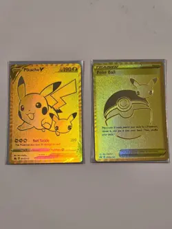Pokemon Celebrations Pikachu V & PokeBall Gold Promos SWSH145 SWSH146 - Image 2