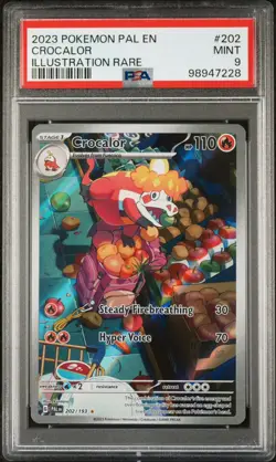 PSA 9 MINT 2023 POKEMON PAL EN PALDEA EVOLVED ILLUSTRATION RARE #202 CROCALOR - Image 1