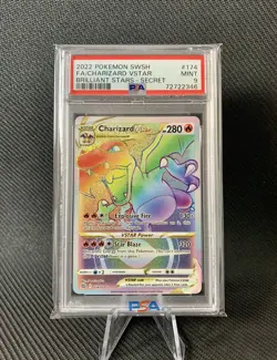 2022 Pokemon SWSH Brilliant Stars Charizard VSTAR F/A #174 Secret PSA 9 Mint - Image 1