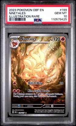 2023 Pokemon Obsidian Flames Ninetales #199/197 Illustration Rare PSA 10 GEM MT - Image 1