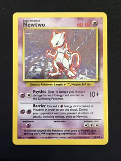 Pokemon TCG Mewtwo Base Set 10/102 Unlimited Holo Holo Rare MP ✨ - Image 1
