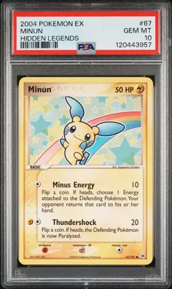 2004 POKEMON EX HIDDEN LEGENDS #67 MINUN PSA 10 - Image 1