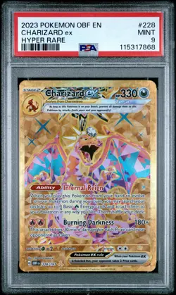 2023 POKEMON OBF EN-OBSIDIAN FLAMES HYPER RARE #228 CHARIZARD EX PSA 9 - Image 1