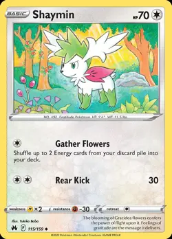 Pokemon Shaymin (115/160) Crown Zenith LP REVERSE HOLO - Image 1