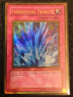Yugioh Torrential Tribute Limited Edition Gold Ultra Rare GLD1-EN040 NM - Image 1