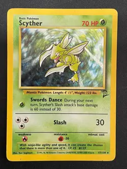 Scyther 17/130 Holo Rare WotC Card Pokemon Base Set 2 - Image 1